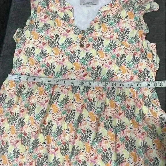 Loft Floral Jungle Print Sleeveless Ruffle sleeve Fun Print Dress, Size M - Picture 8 of 12